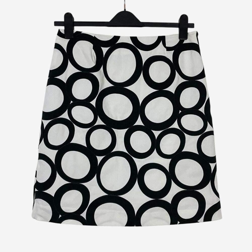 Doncaster Black & White Geometric Circle Print A-Line Skirt